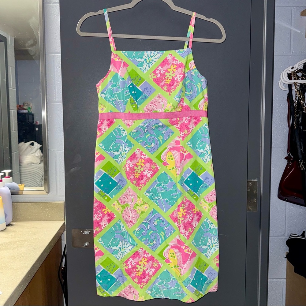 Lilly Pulitzer Colorful Patchwork Sundress - Pink, Green, Aqua